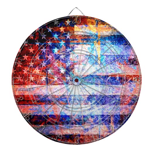 American Flag Art Grunge Dartbord (Voorkant)