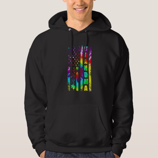 American Flag Autism Awareness Grandma Support Str Hoodie (Voorkant)
