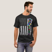 American Flag Autism Awareness Teacher Mom Support T-shirt (Voorkant volledig)
