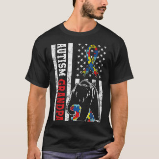 American Flag Autism Grandpa Beer Aware T-shirt