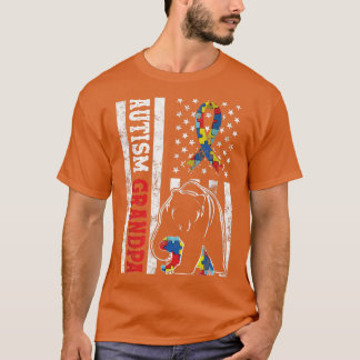 American Flag Autism Grandpa Beer Aware T-shirt