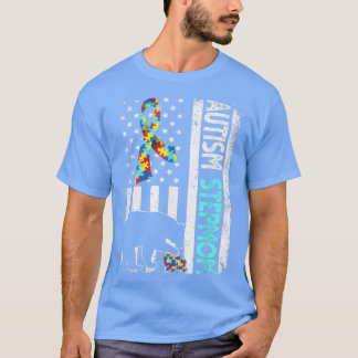 American Flag Autism Stepmam Beer Autis T-shirt