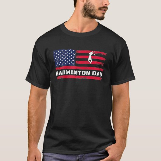 American Flag Badminton Dad Father's Day Raglan Ba T-shirt (Voorkant)
