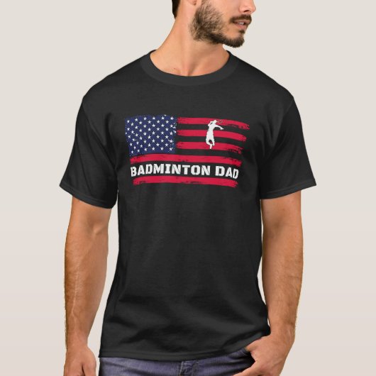 American Flag Badminton Dad Father's Day T-shirt (Voorkant)