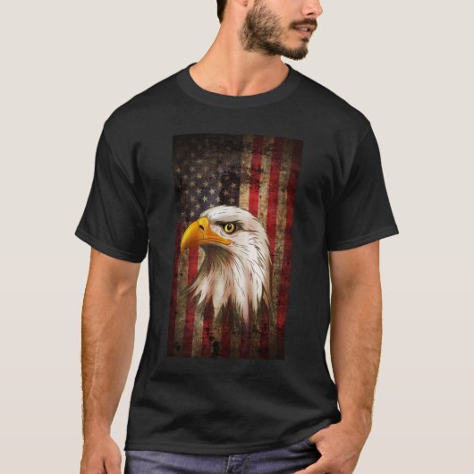 American Flag Bald Eagle Patriotic 4 juli Verenigd T-shirt (Voorkant)