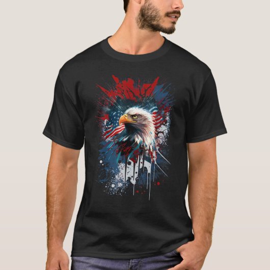 American Flag Bald Eagle Patriotic 4th of July Fou T-shirt (Voorkant)