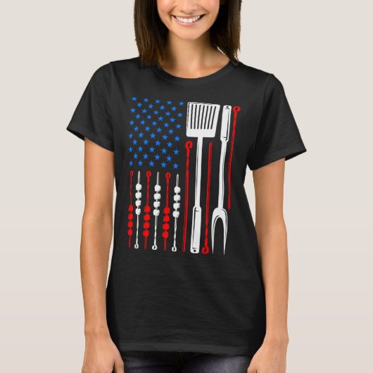 American Flag Barbecue Son Dad Husband Fathers Day T-shirt (Voorkant)