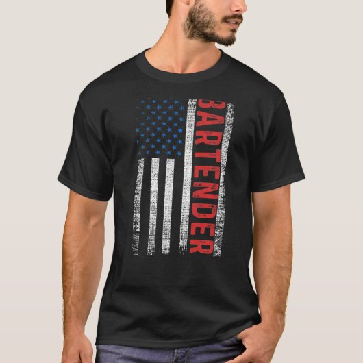 American Flag Bartending Bar Working Bartender T-shirt (Voorkant)