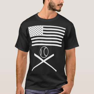 American Flag Baseball Flag white design T-shirt