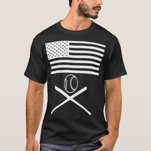 American Flag Baseball Flag white design  T-shirt (Voorkant)