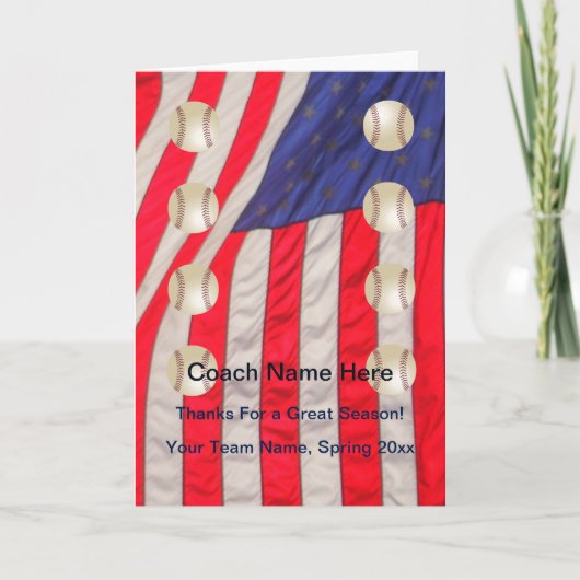 American Flag Baseball Kaart voor Coach Blank Insi (Voorkant)