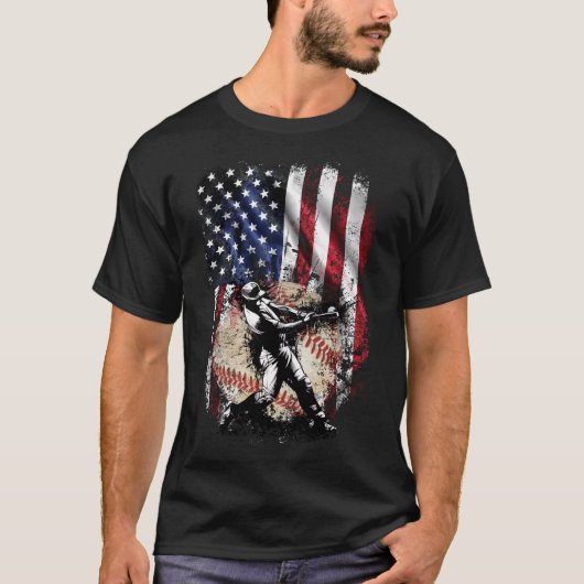 American Flag Baseball Lover Verenigde Staten 4 ju T-shirt (Voorkant)