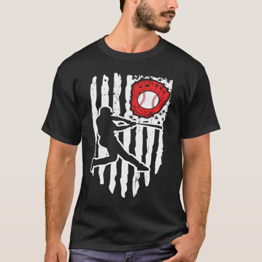 American Flag Baseball Player  1 T-shirt (Voorkant)
