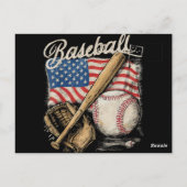 American Flag Baseball Player Bat Fan Catcher Pitc Briefkaart (Achterkant)