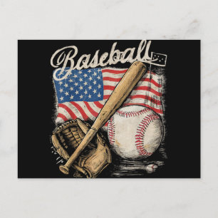 American Flag Baseball Player Bat Fan Catcher Pitc Feestdagenkaart