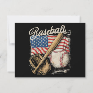 American Flag Baseball Player Bat Fan Catcher Pitc Feestdagenkaart