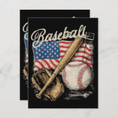 American Flag Baseball Player Bat Fan Catcher Pitc Informatiekaartje (Voorkant / Achterkant)