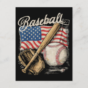 American Flag Baseball Player Bat Fan Catcher Pitc Informatiekaartje