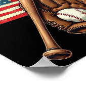 American Flag Baseball Player Bat Fan Catcher Pitc Poster (Hoek)