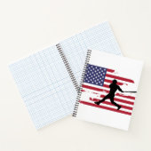 American Flag Baseball Silhouette Baseball Player Notitieboek (Binnen)