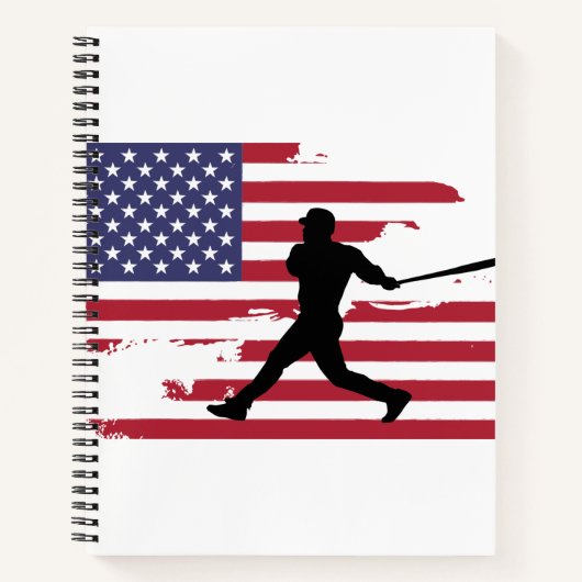American Flag Baseball Silhouette Baseball Player Notitieboek (Voorkant)