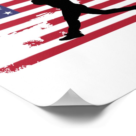 American Flag Baseball Silhouette Baseball Player Poster (Hoek)
