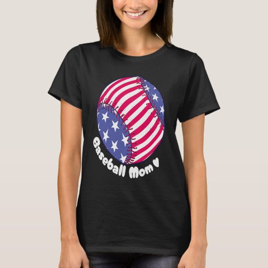 American Flag Baseball Softball Mom Mother Mama Co T-shirt (Voorkant)