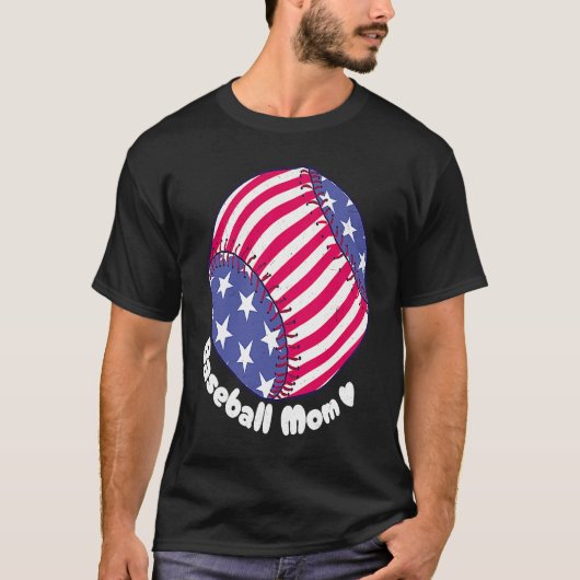 American Flag Baseball Softball Mom Mother Mama Co T-shirt (Voorkant)