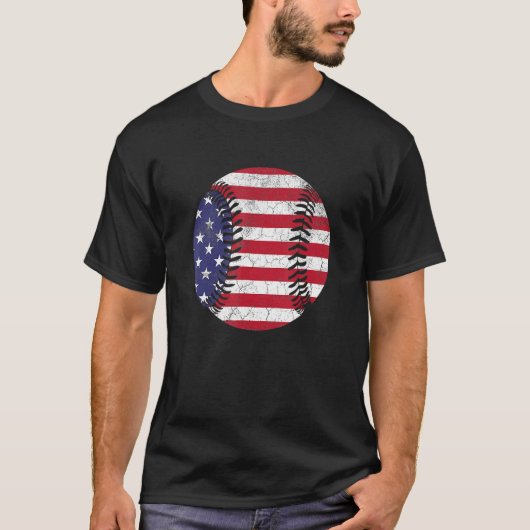 American Flag Baseball T Shirt July 4th USA Men Wo (Voorkant)