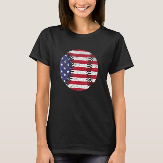 American Flag Baseball T Shirt July 4th USA Men Wo (Voorkant)