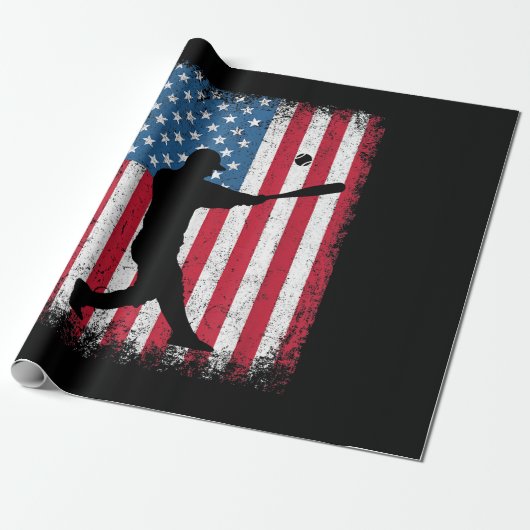 American Flag Baseball Team Gift voor Mannen Jonge Cadeaupapier (Uitgerold)