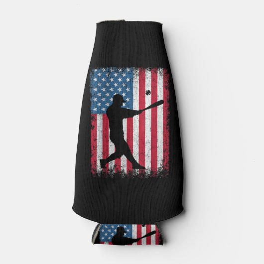 American Flag Baseball Team Gift voor Mannen Jonge Flesjeskoeler (Voorkant)