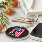 American Flag Baseball Team Gift voor Mannen Jonge Sleutelhanger (Voorkant Rechts)