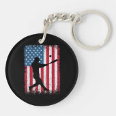 American Flag Baseball Team Gift voor Mannen Jonge Sleutelhanger (Achterkant)