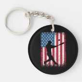 American Flag Baseball Team Gift voor Mannen Jonge Sleutelhanger (Voorkant)