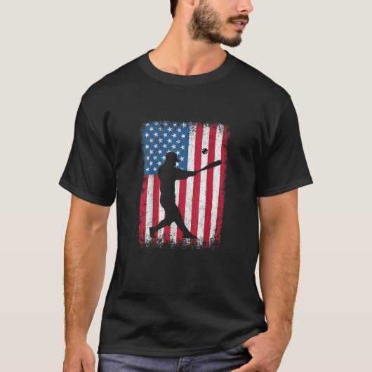 American Flag Baseball Team Gift voor Mannen Jonge T-shirt (Voorkant)