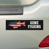 American Flag Bass Gone Fishing Bumpersticker (Op auto)
