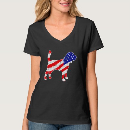 American Flag Beagle Patriotic Dog Dad Dog Mom T-shirt (Voorkant)
