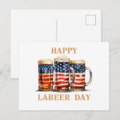 American Flag Beer Happy Laber Day Funny Labor Day Feestdagenkaart (Voorkant / Achterkant)