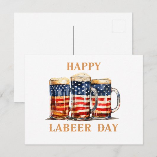American Flag Beer Happy Laber Day Funny Labor Day Feestdagenkaart (Voorkant / Achterkant)