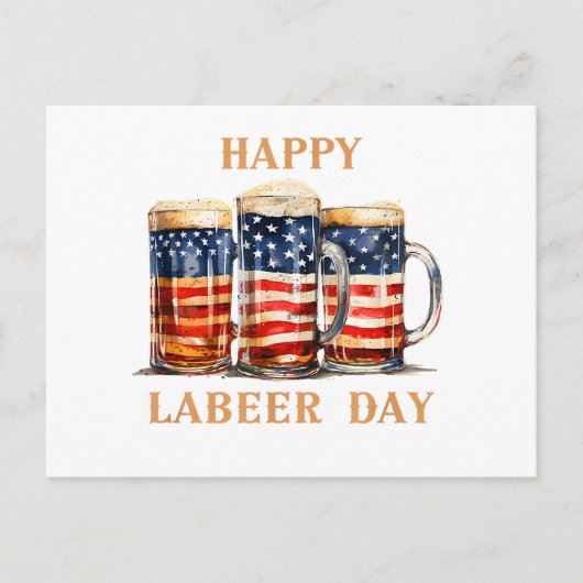 American Flag Beer Happy Laber Day Funny Labor Day Feestdagenkaart (Voorkant)