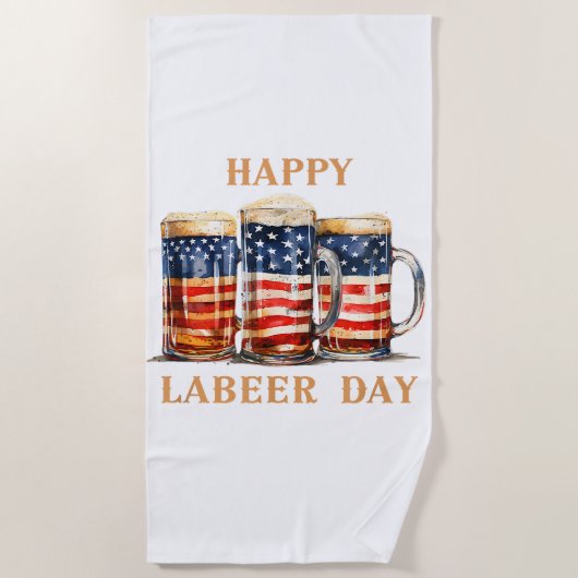 American Flag Beer Happy Laber Day Funny Labor Day Strandlaken (Voorkant)