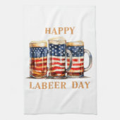American Flag Beer Happy Laber Day Funny Labor Day Theedoek (Verticaal)