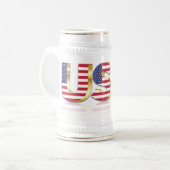 American Flag Beer Stein USA Patriotic Bierpul (Voorkant links)