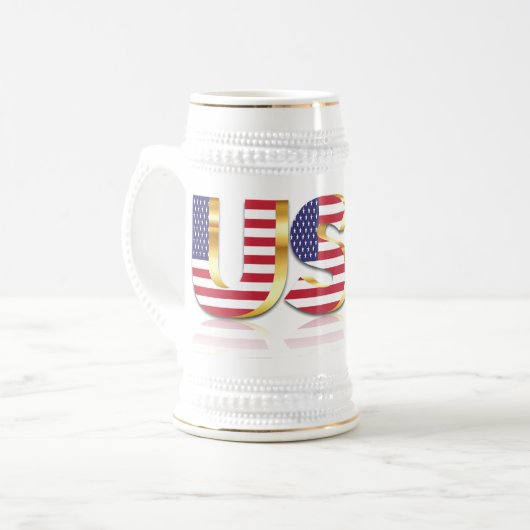 American Flag Beer Stein USA Patriotic Bierpul (Voorkant links)