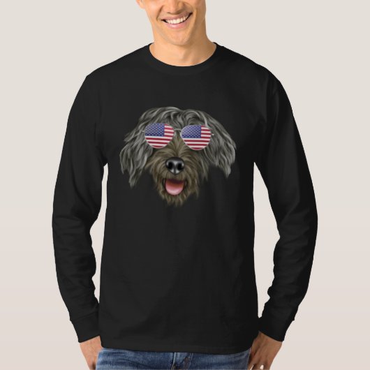 American Flag Bergamasco Sheepdog Dog America Pock T-shirt (Voorkant)