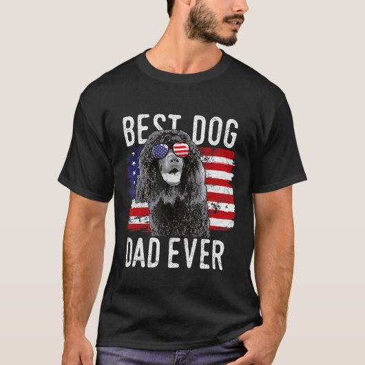 American Flag Best Dog Dad Ever Irish Water Spanie T-shirt (Voorkant)