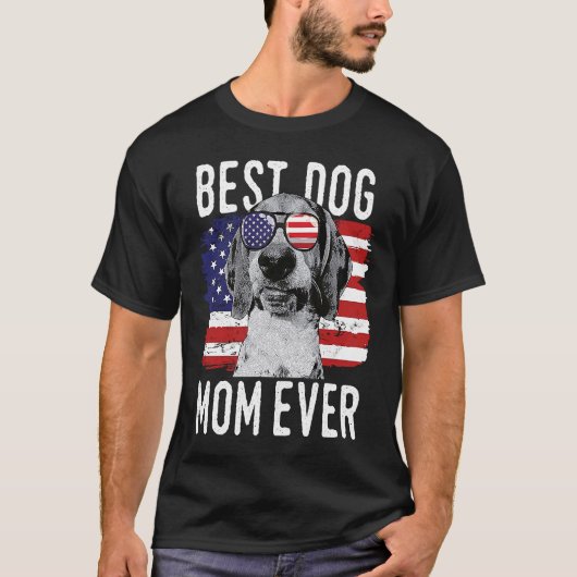American Flag Best Dog Mom Ever Treeing Walker Coo T-shirt (Voorkant)