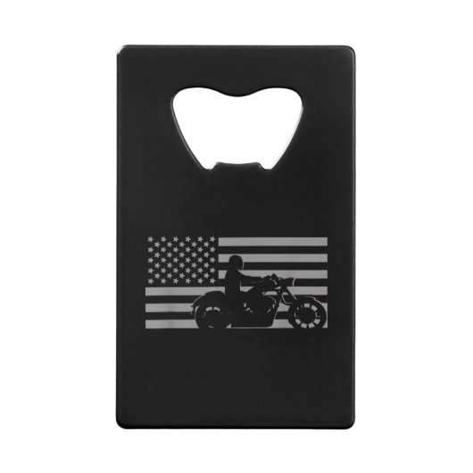 American Flag Biker Motorcycle Short Sleeve Creditkaart Flessenopener (Voorkant)