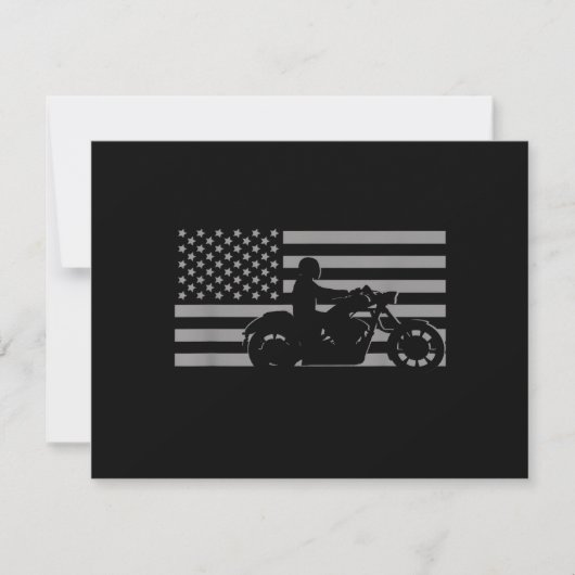 American Flag Biker Motorcycle Short Sleeve Save The Date (Voorkant)
